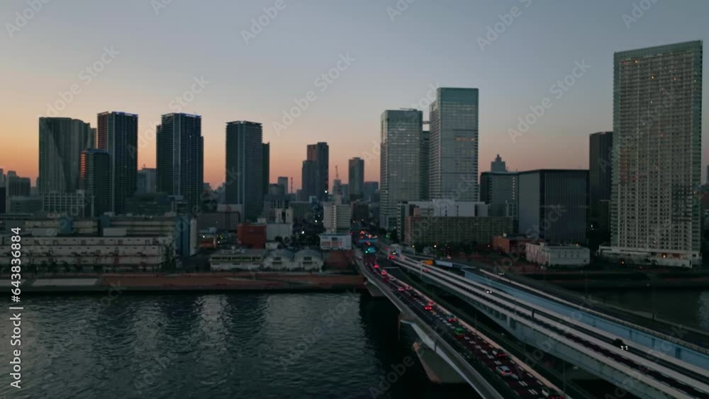 都市の夕景 空撮 都市の夕景 空撮