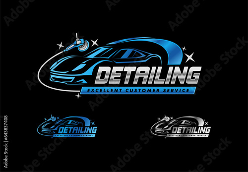 car detailing service logo emblem design template shiny car polish