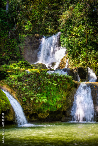 Y.S. Falls are located on the Y.S. River found in the southern parish of St Elizabeth on the island of Jamaica.