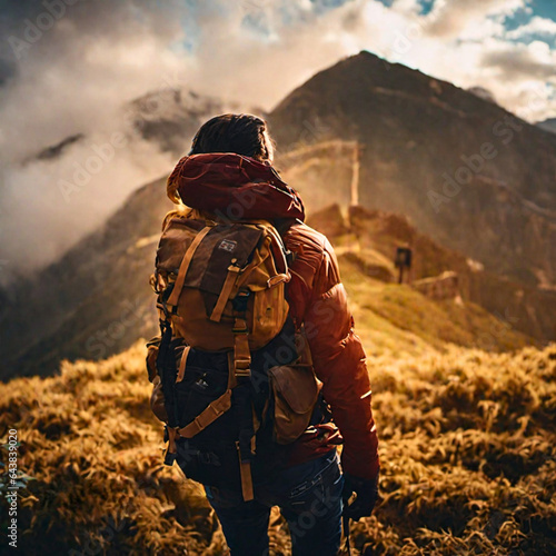 hiker in the mountains, travel, 