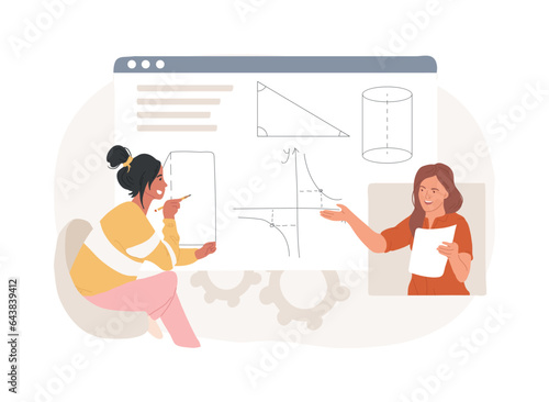 Online math tutoring isolated concept vector illustration. Math private lessons, reach your academic goals, online education in quarantine, homeschooling, qualified teachers vector concept.