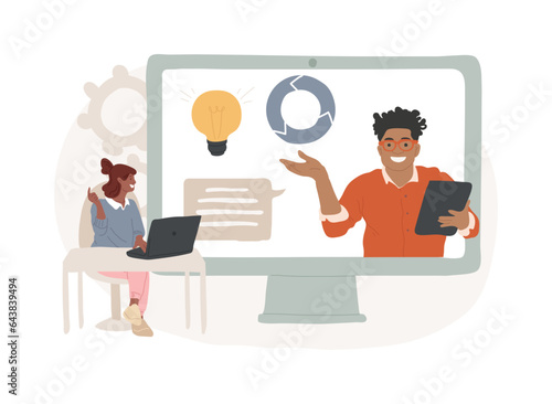 Online workshop isolated concept vector illustration. E-learning workshop, collaborative activity, get certificate online, free online education in self-isolation, master class vector concept.