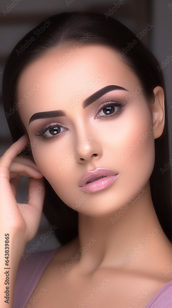 Obraz premium Generative AI : skin care Face of beautiful young healthy woman
