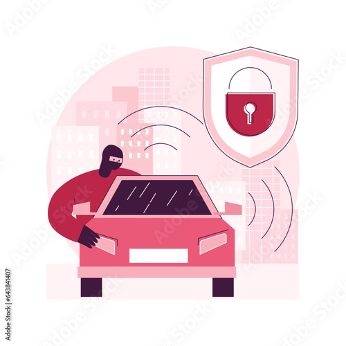 Car alarm system abstract concept vector illustration. Car anti-theft system, vehicle stealing statistics, professional sound alarm installation service, high-volume sound abstract metaphor.