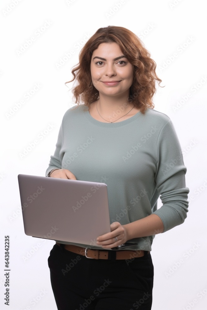 Generative AI : a Happy businesswoman teacher with notebook Generative AI : a Happy businesswoman teacher with notebook