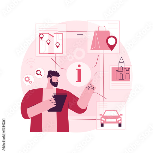 Digital guide abstract concept vector illustration. Mobile guide app, interactive tour, user manual, customer help, brand book, troubleshooting, information distribution abstract metaphor.
