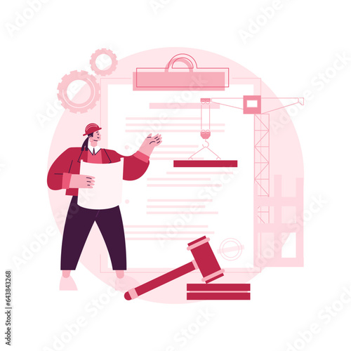 Building permit abstract concept vector illustration. Official approval, contractor service, property remodeling project, house blueprint, application form, real estate business abstract metaphor.