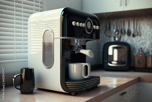 Automatic espresso coffee machine in modern kitchen