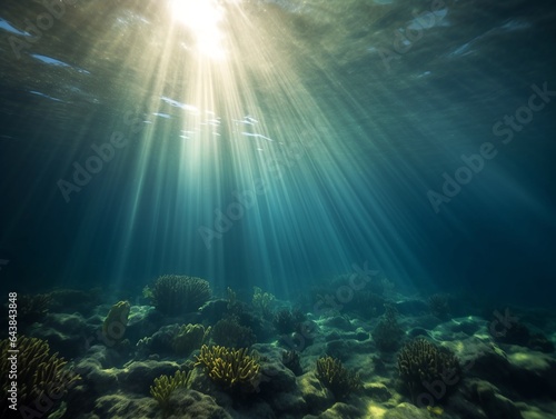Underwater sea view, generative ai