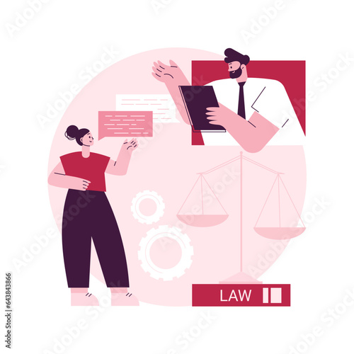 Litigation support abstract concept vector illustration. Attorney assistant, litigation lawyer, legal professional, document and data management, forensic accounting, consulting abstract metaphor.