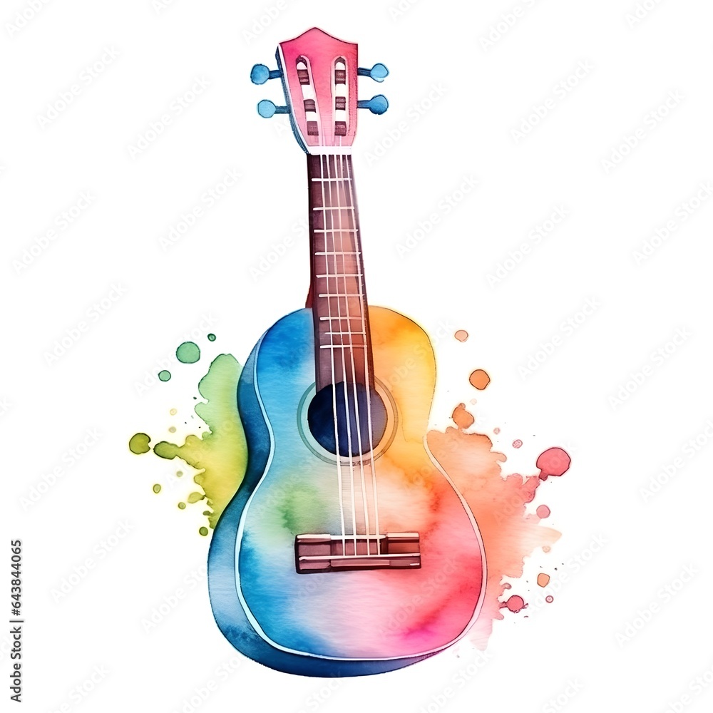 Watercolor ukulele, generative ai