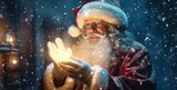 Santa Claus with festive light, generative ai.
