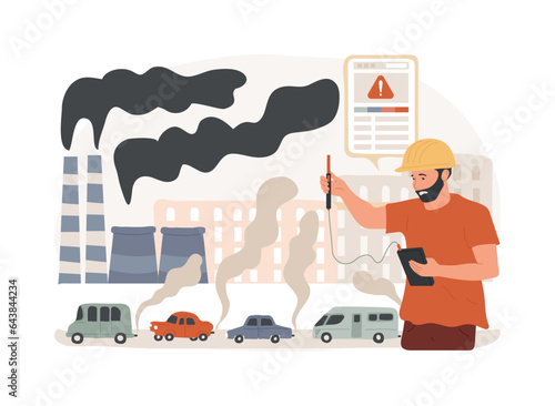 Air pollution isolated concept vector illustration. Pollution from factories, air quality measuring method, environmental problem, urban smog, vehicle exhaust, global warming vector concept.
