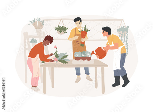 Garden workshop isolated concept vector illustration. Gardening training programs, organic expert, landscape design, shed garage, florist workplace, creative lab, interior decor vector concept.