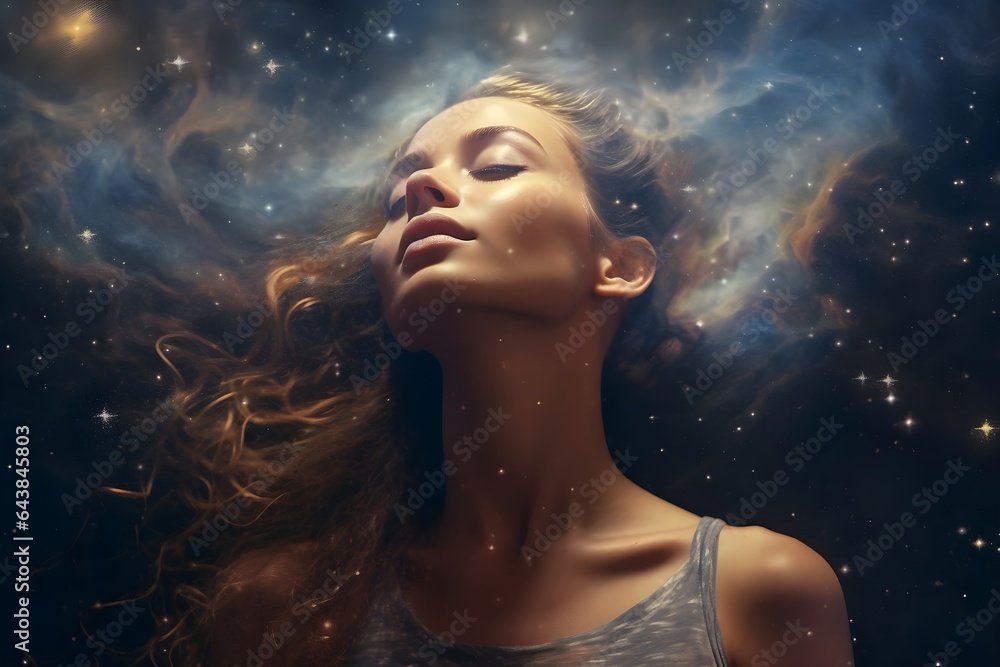宇宙と一体になった女性 with generative ai 宇宙と一体になった女性 with generative ai