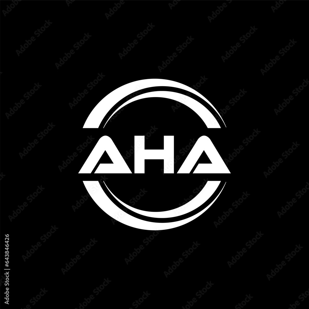 AHA letter logo design with black background in illustrator, vector logo modern alphabet font overlap style. calligraphy designs for logo, Poster, Invitation, etc. AHA letter logo design with black background in illustrator, vector logo modern alphabet font overlap style. calligraphy designs for logo, Poster, Invitation, etc.