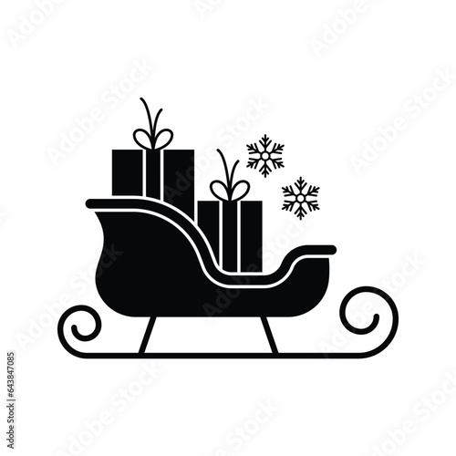 Santa claus sleigh icon design. Santa sleigh and reindeer Christmas day. isolated on white background. vector illustration
