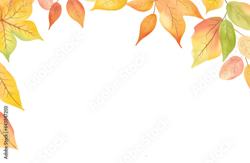 Autumn watercolor with colored leaves for text