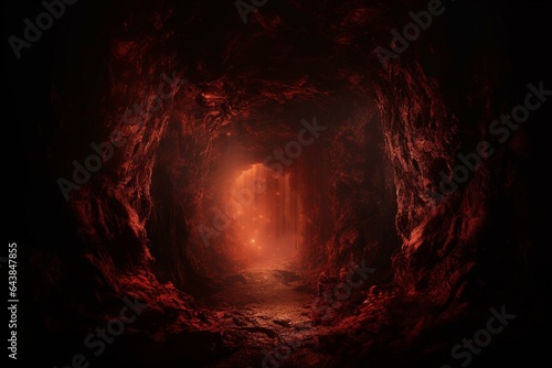 Colossal crimson portal to netherworld, legendary myth the entrance to afterlife or passage to infernal city. Generative AI