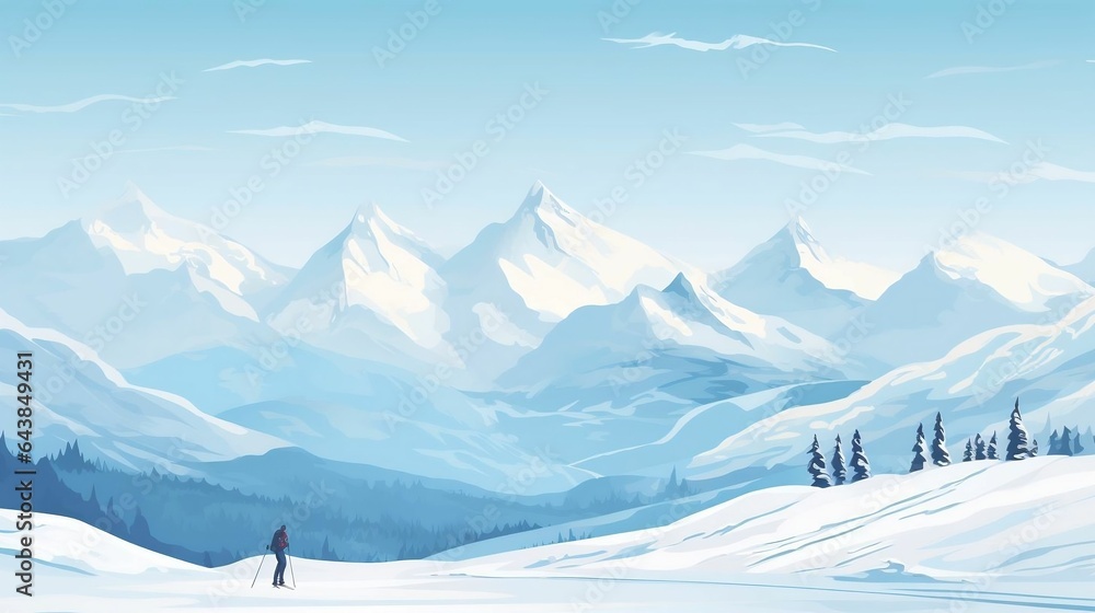 background Ski resort with snow-covered mountains and skiers.cool wallpaper background Ski resort with snow-covered mountains and skiers.cool wallpaper