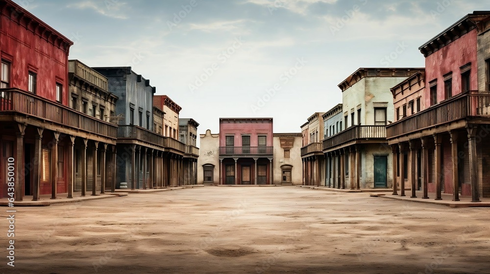 background Old western town with saloon facades
