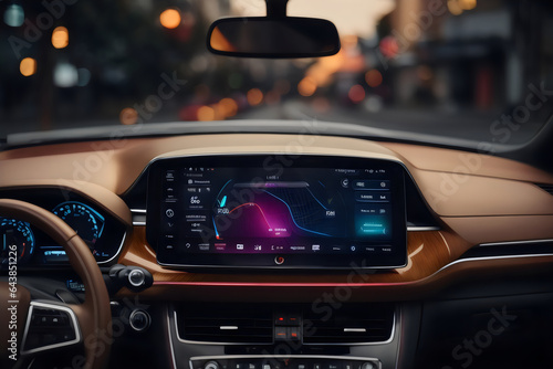 car dashboard infotainment display of modern car