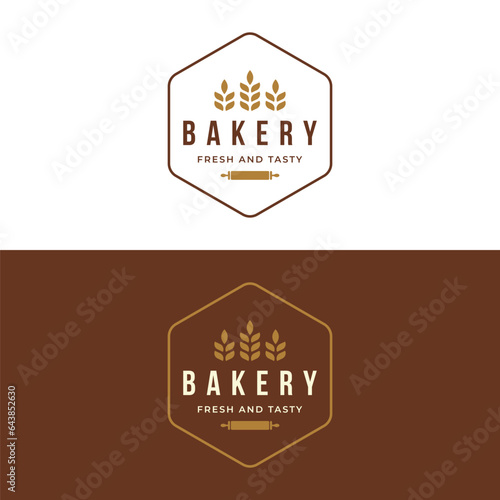Delicious and tasty organic Fresh Baked Bakery Shop Logo design retro vintage.Logo for bakery shop, label or badge, business.
