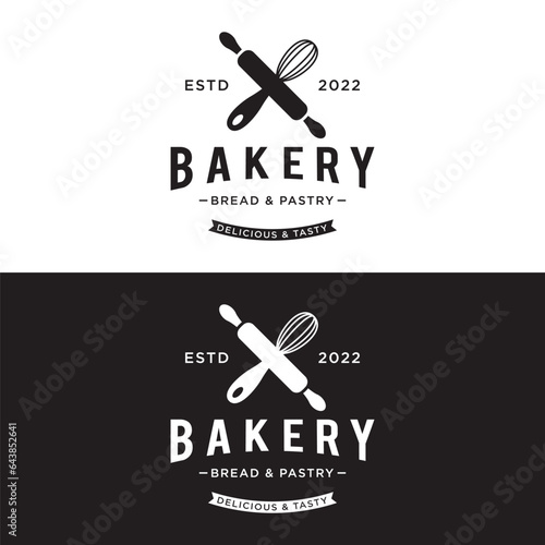 Delicious and tasty organic Fresh Baked Bakery Shop Logo design retro vintage.Logo for bakery shop, label or badge, business.