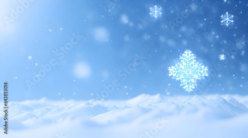 Snow surface close-up. Winter background with snow texture and beautiful bokeh. Shallow depth of field and blur.