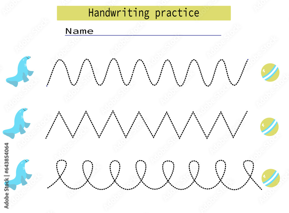 Trace lines for kids fur seal ball development practice handwriting for kids. EPS10 vector Trace lines for kids fur seal ball development practice handwriting for kids. EPS10 vector