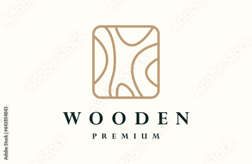 Wood line logo illustration template design
