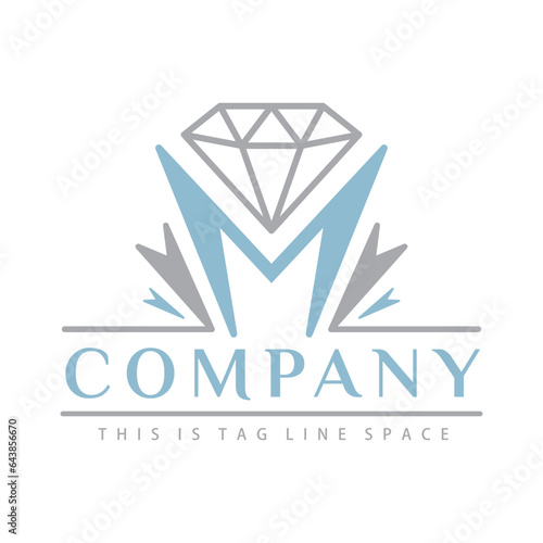 Letter M Diamond Crystal Vector Logo