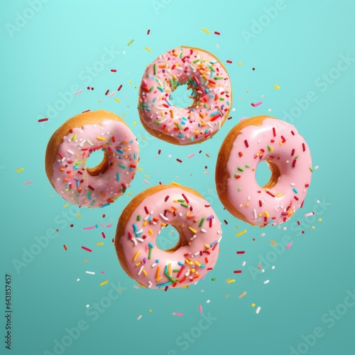 pink donuts with sprinkles on blue background