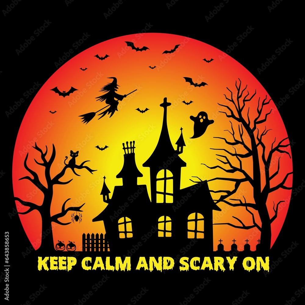 Keep calm and scary on hyalloween t-shirt design
