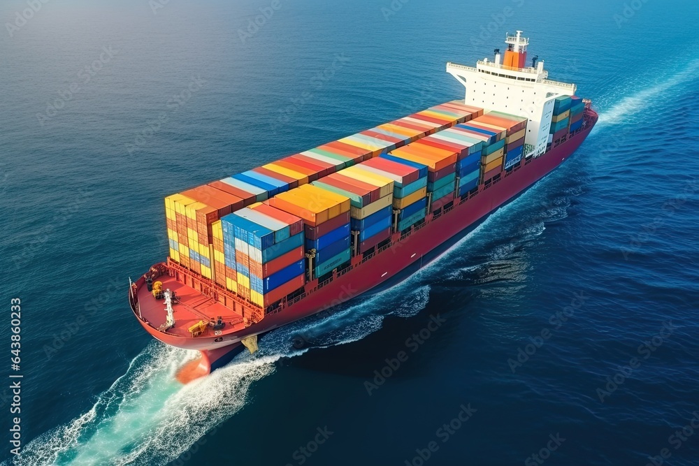 Cargo ship in the sea. Logistic concept. Generative AI