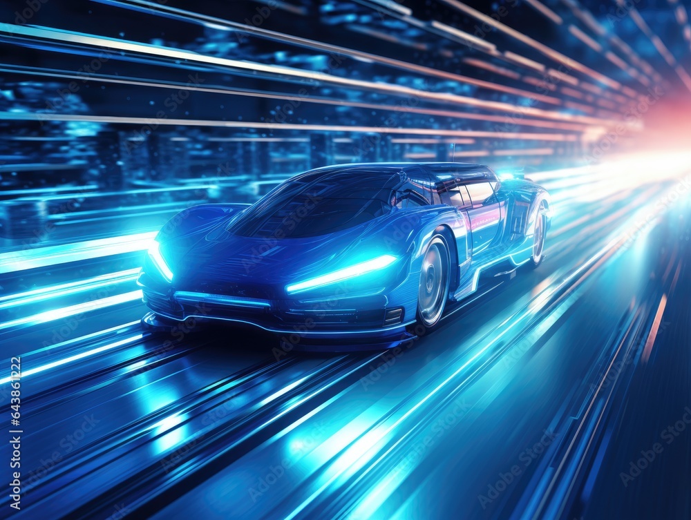 car or vehicle open headlamp parked in futuristic modern concept. Future transportation. Futuristic autonomous car. Driverless autonomous vehicle. Self-driving car technology. AI Generative. car or vehicle open headlamp parked in futuristic modern concept. Future transportation. Futuristic autonomous car. Driverless autonomous vehicle. Self-driving car technology. AI Generative.