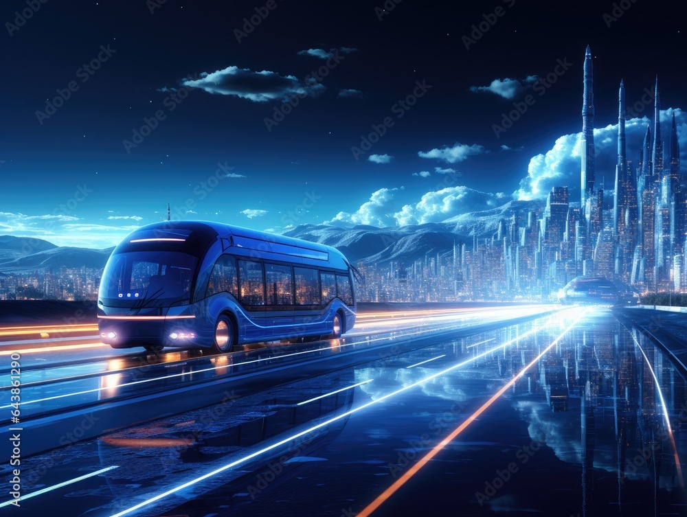 car or vehicle open headlamp parked in futuristic modern concept. Future transportation. Futuristic autonomous car. Driverless autonomous vehicle. Self-driving car technology. AI Generative.