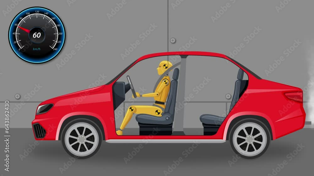 Robotic Car Normal Robot in a high-speed car test at a factory ends in a crash. Stock 비디오 ...