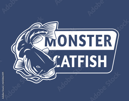 catfish fishing badge design template