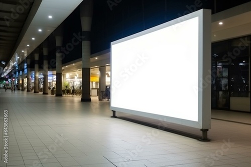 Empty signboard in public mall or business center for advertisements. Generative AI