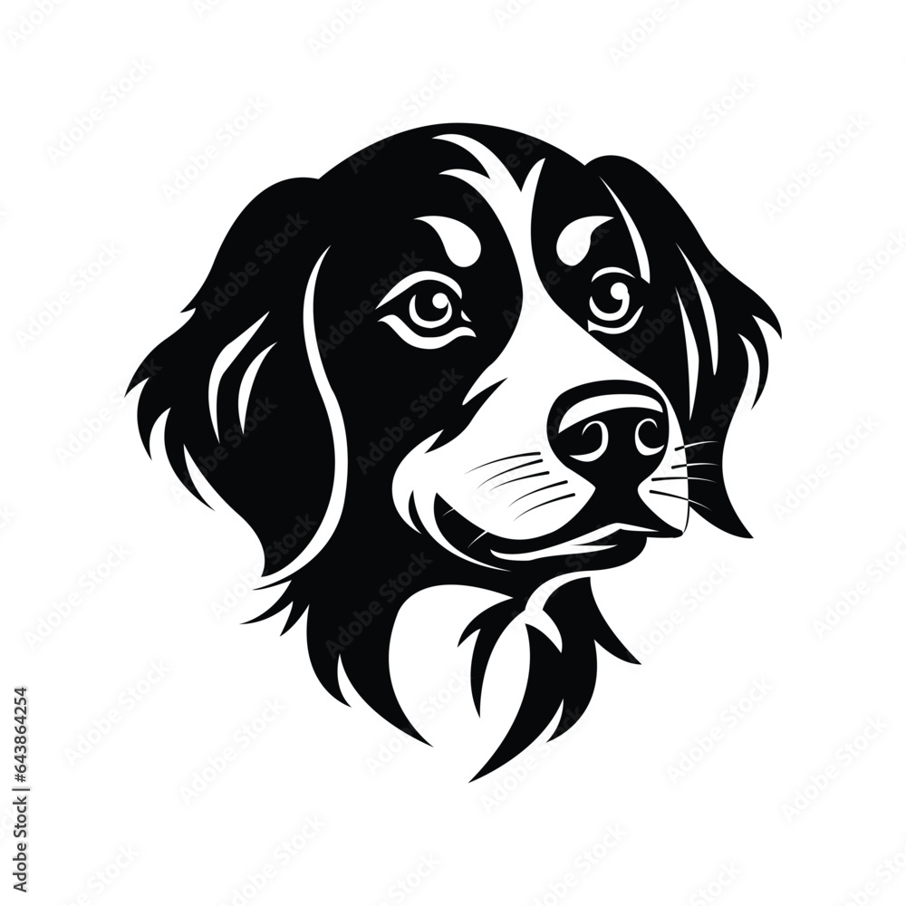 Black and white vector illustration of a dog