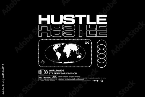 Streetwear design	 graphic hustle concept modern vector file template