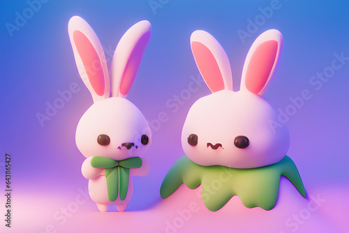 cute rabbit couple Generative AI 