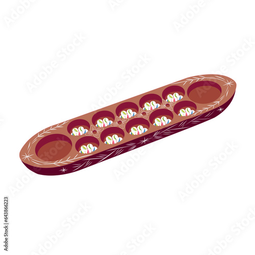 Congkak Malaysian Traditional Games. Famous Games at Malaysia. Vector illustration.