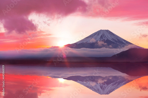 Sunrise CG of Mt. Fuji, Japan,Yamanashi Prefecture,Fujikawaguchiko, Yamanashi