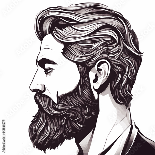 Bearded man hipster design vector illustration. Hand drawing Portrait of bearded man hipster