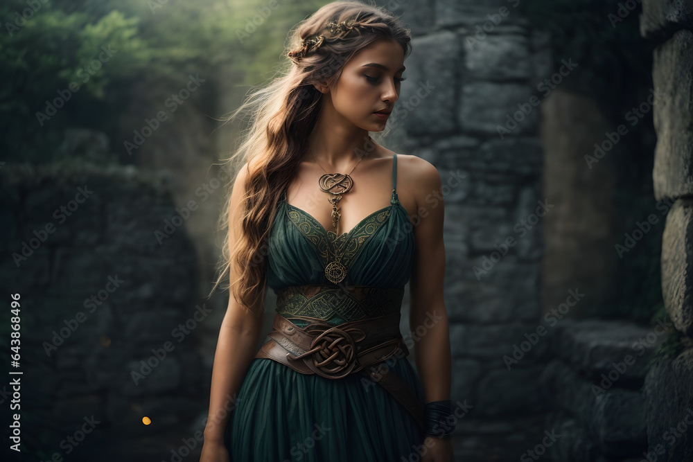 Fototapeta premium Portrait of Celtic Warrior. Image created using artificial intelligence.