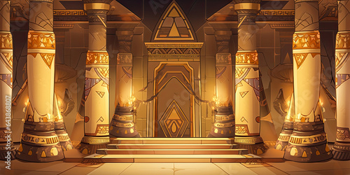 Anime Egypt Aztec hieroglyph Egyptian background backdrop wide banner, generated ai