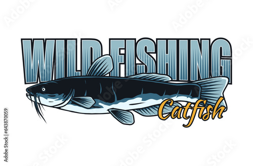 wild fishing catfish design template