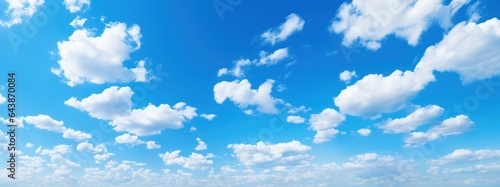 Cloudy blue sky abstract background, blue sky background with tiny clouds, Generative AI © tanatat